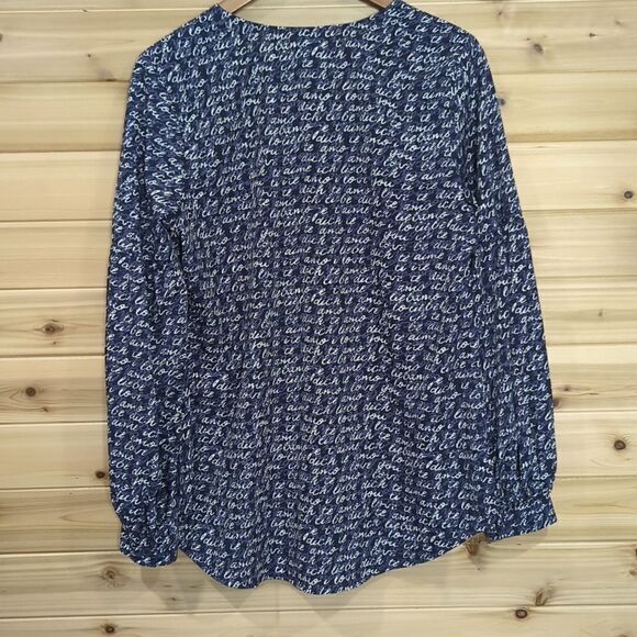 CAbi #5336 Te Amo Blouse Navy Blue Print Size Medium - Picture 6 of 10